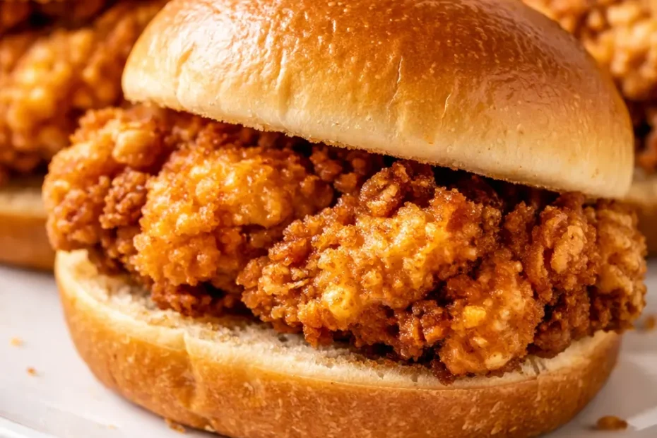Golden brown cheesy dynamite chicken buns drizzled with spicy sauce, gooey cheese oozing from the sides, crispy exterior on a white plate.