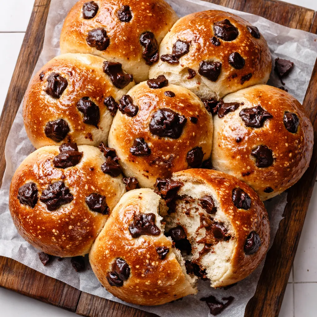 Soft, stretchy dough for chocolate chip milk buns being kneaded on a lightly floured wooden surface.