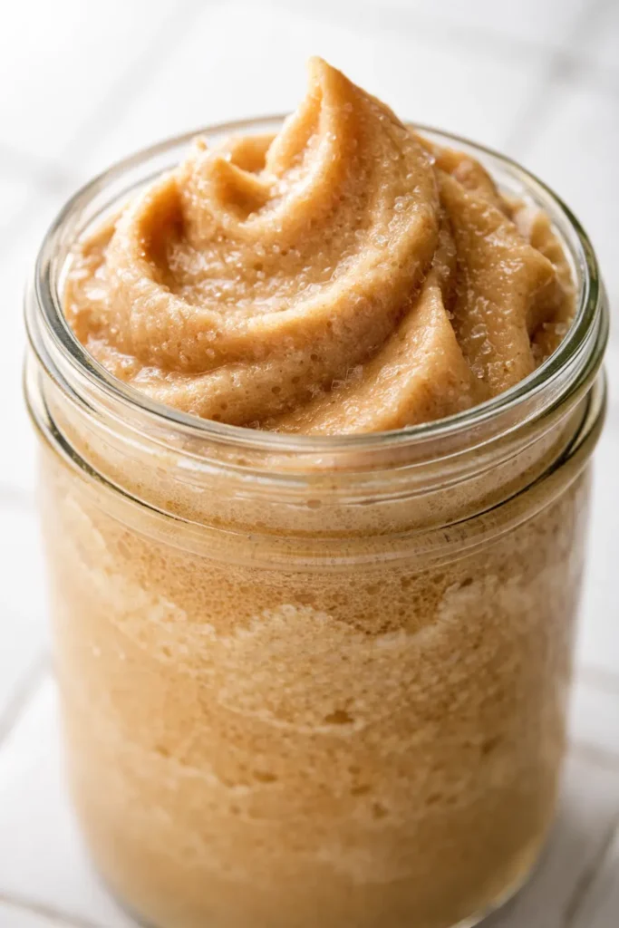 A tall glass of frozen whipped coffee with a creamy, frothy top and a straw, showing rich brown color and smooth texture.