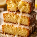 Ultra-moist Starbucks copycat lemon loaf with glossy lemon glaze on a white plate