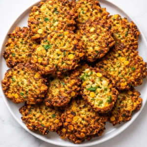 Golden brown zucchini corn fritters sizzling in a hot skillet with crispy edges and visible golden batter