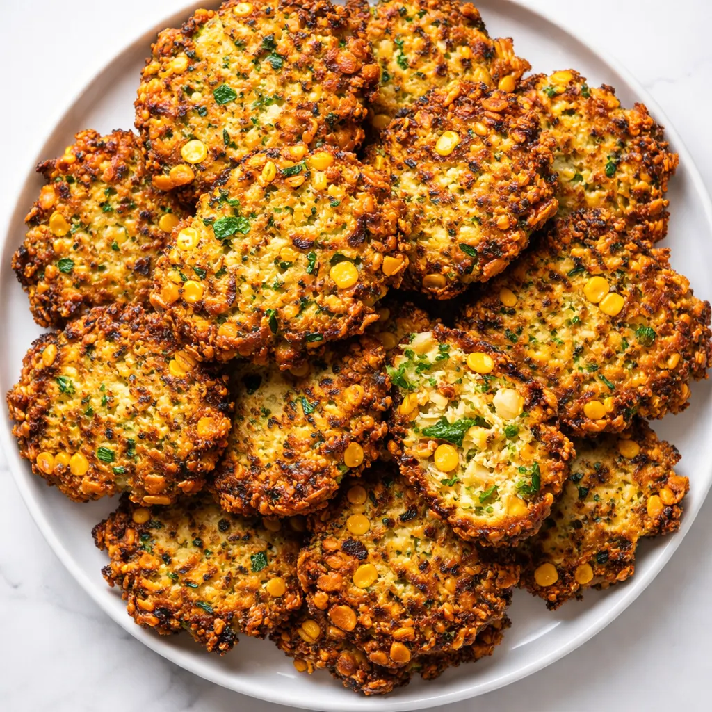 Golden brown zucchini corn fritters sizzling in a hot skillet with crispy edges and visible golden batter