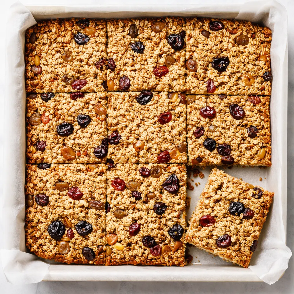 A close-up of mixing golden oats, sticky honey, and crunchy nuts to form healthy breakfast cereal bars.