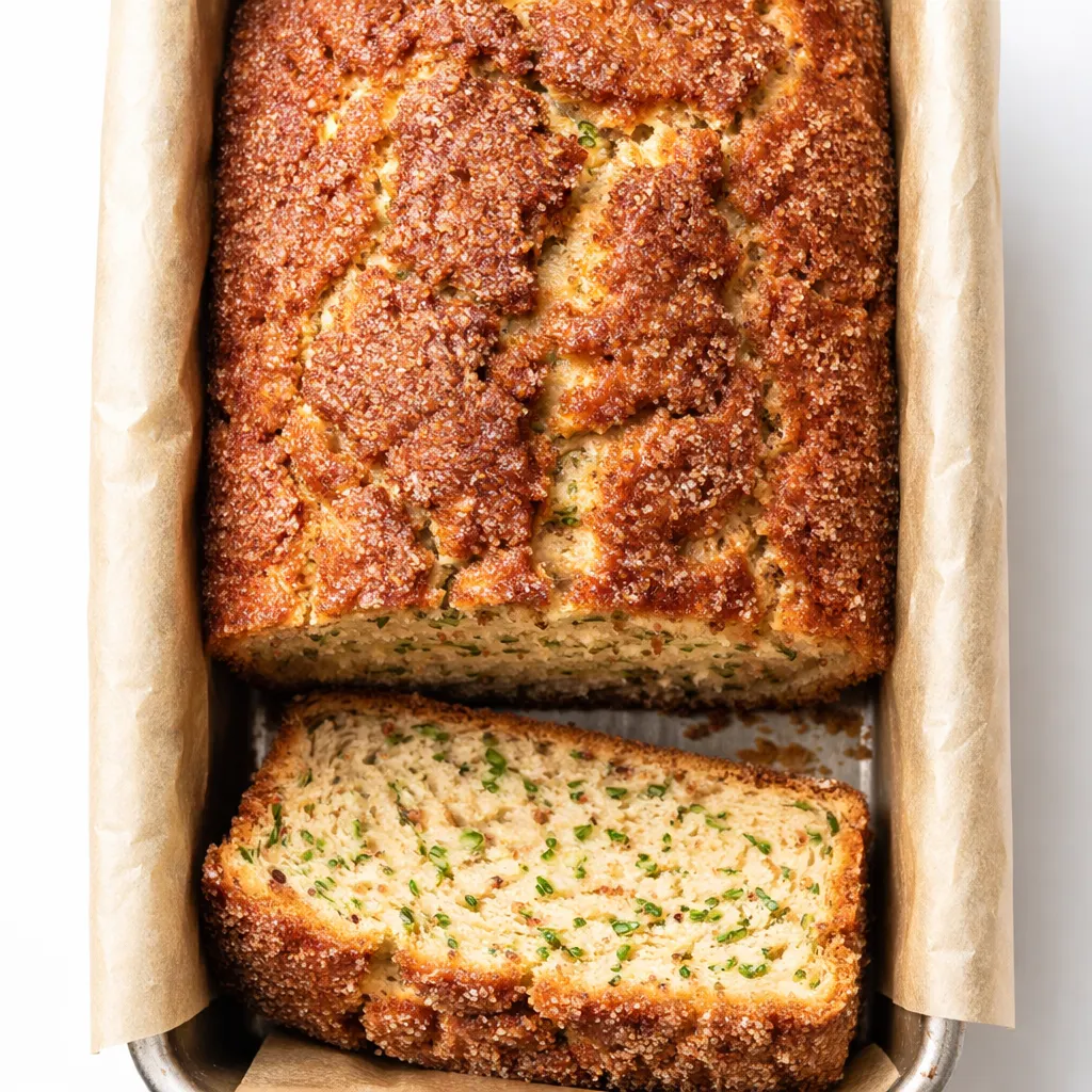 Shredded green zucchini mixed into cinnamon sugar batter for snickerdoodle zucchini bread, showing moist texture and speckled appearance.