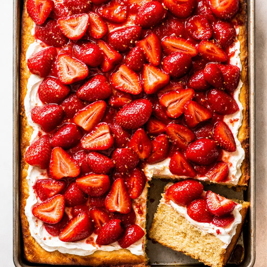 Toasting milk in a saucepan for strawberry shortcake sheet cake creates a golden, nutty base with a creamy texture.