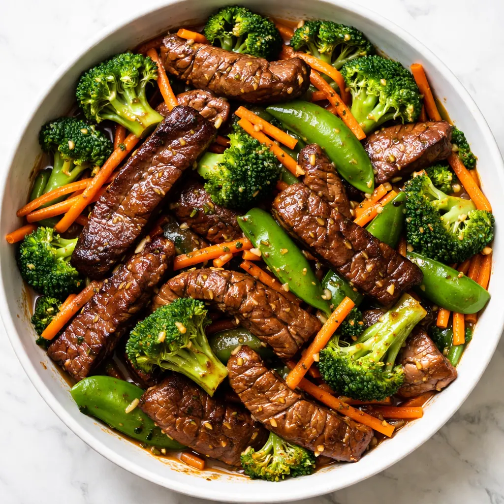 Beef strips searing in a smoking hot wok with browned edges and visible steam, key high-heat trick for non-soggy beef stir fry.