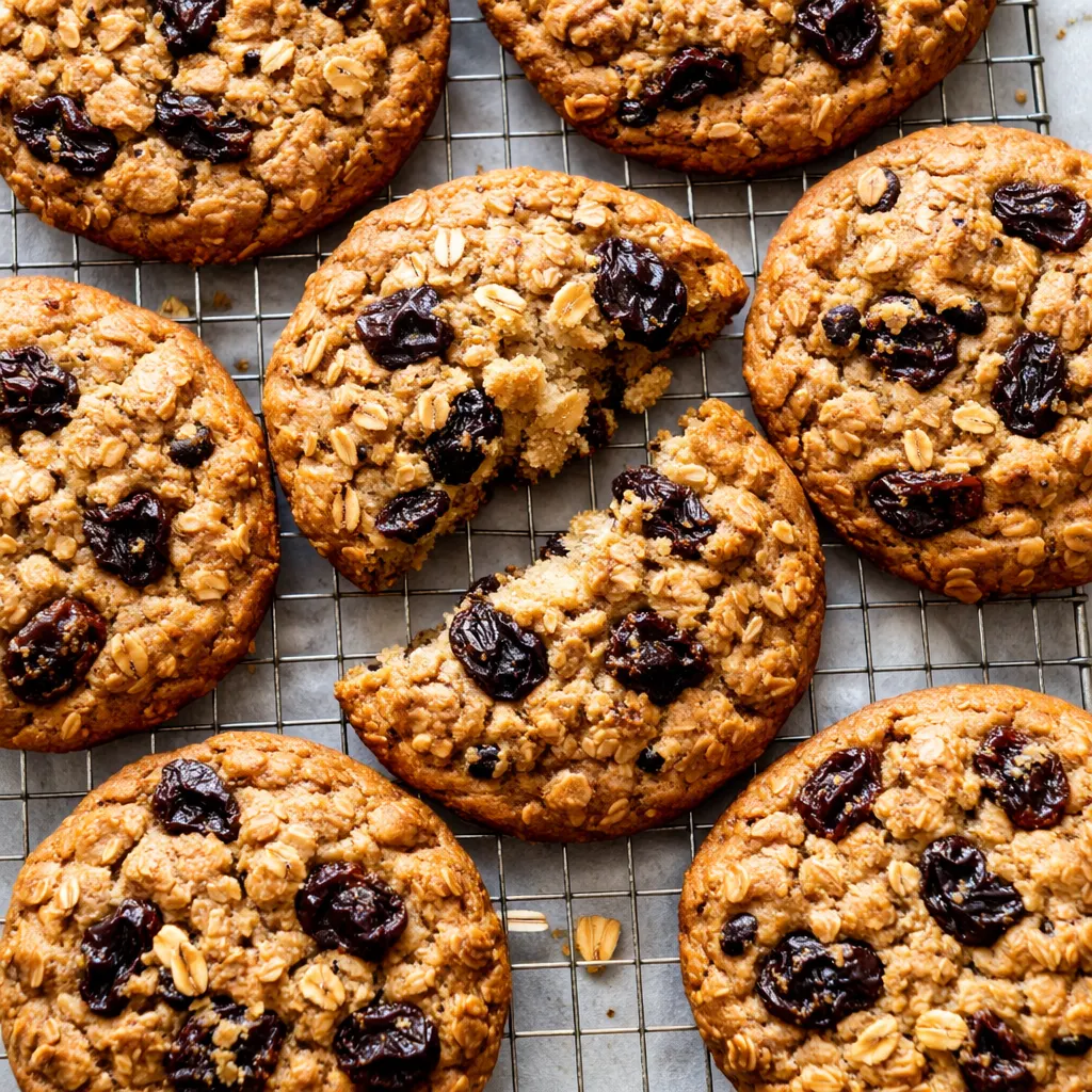 Plump raisins folded into oatmeal cookie dough for the chewiest oatmeal raisin cookies, showing sticky texture and golden oats.