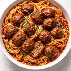 Hands rolling ground beef and herb mixture into uniform meatballs, with parsley and Parmesan flakes visible on a wooden board.