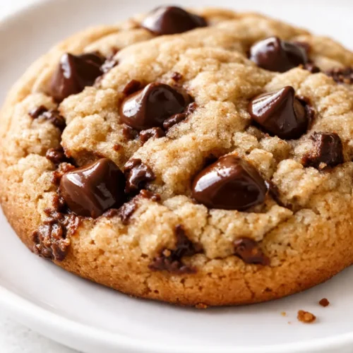 Soft, bakery-style Greek yogurt chocolate chip cookies with golden edges and gooey chocolate chips on a cooling rack.