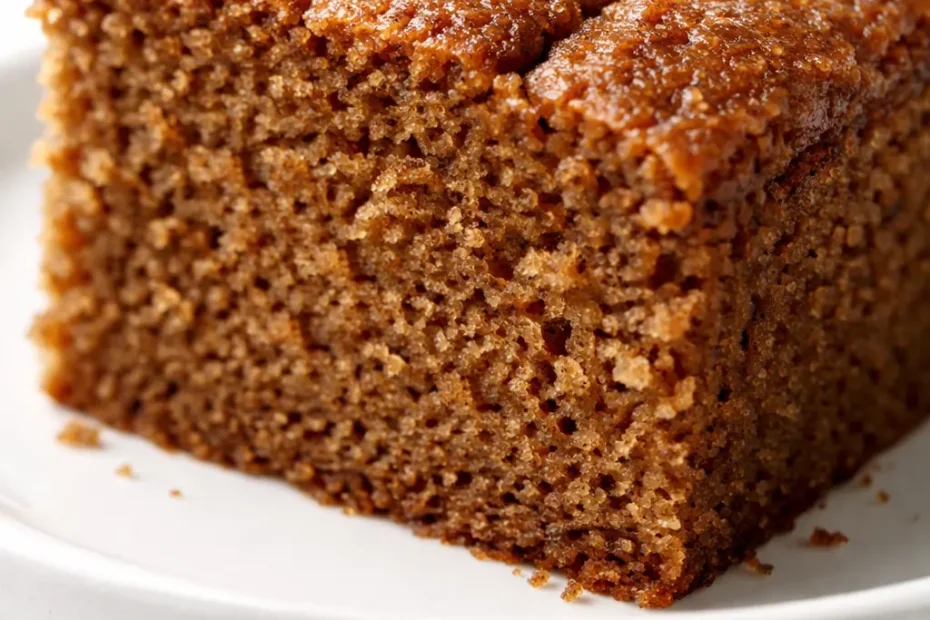 Moist vegan applesauce cake with tender crumb and cinnamon spice, topped with a glossy glaze.