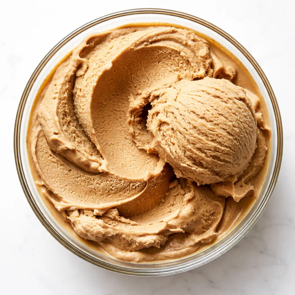 Whisking heavy cream and sweetened condensed milk with bold coffee syrup for no-churn coffee ice cream.