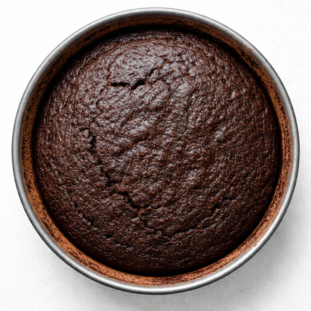Assembling layers of moist chocolate cake and fresh strawberry compote for the famous strawberry chocolate cake.