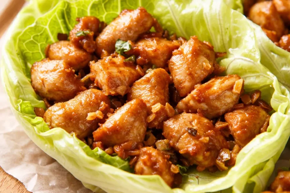 Crunchy Thai peanut chicken wraps with golden chicken, crisp lettuce, and creamy peanut sauce drizzled on top.