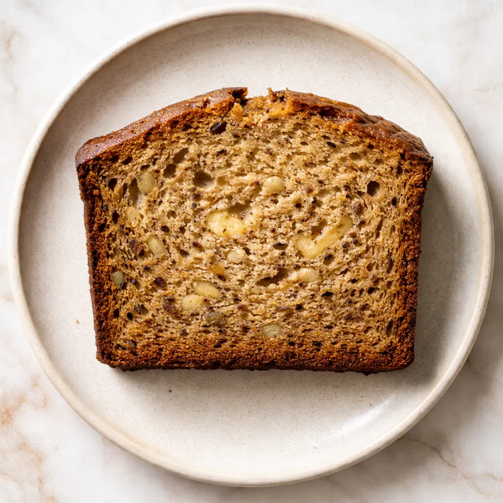 Cold butter cut into flour mixture for velvet banana bread, ensuring moist texture.