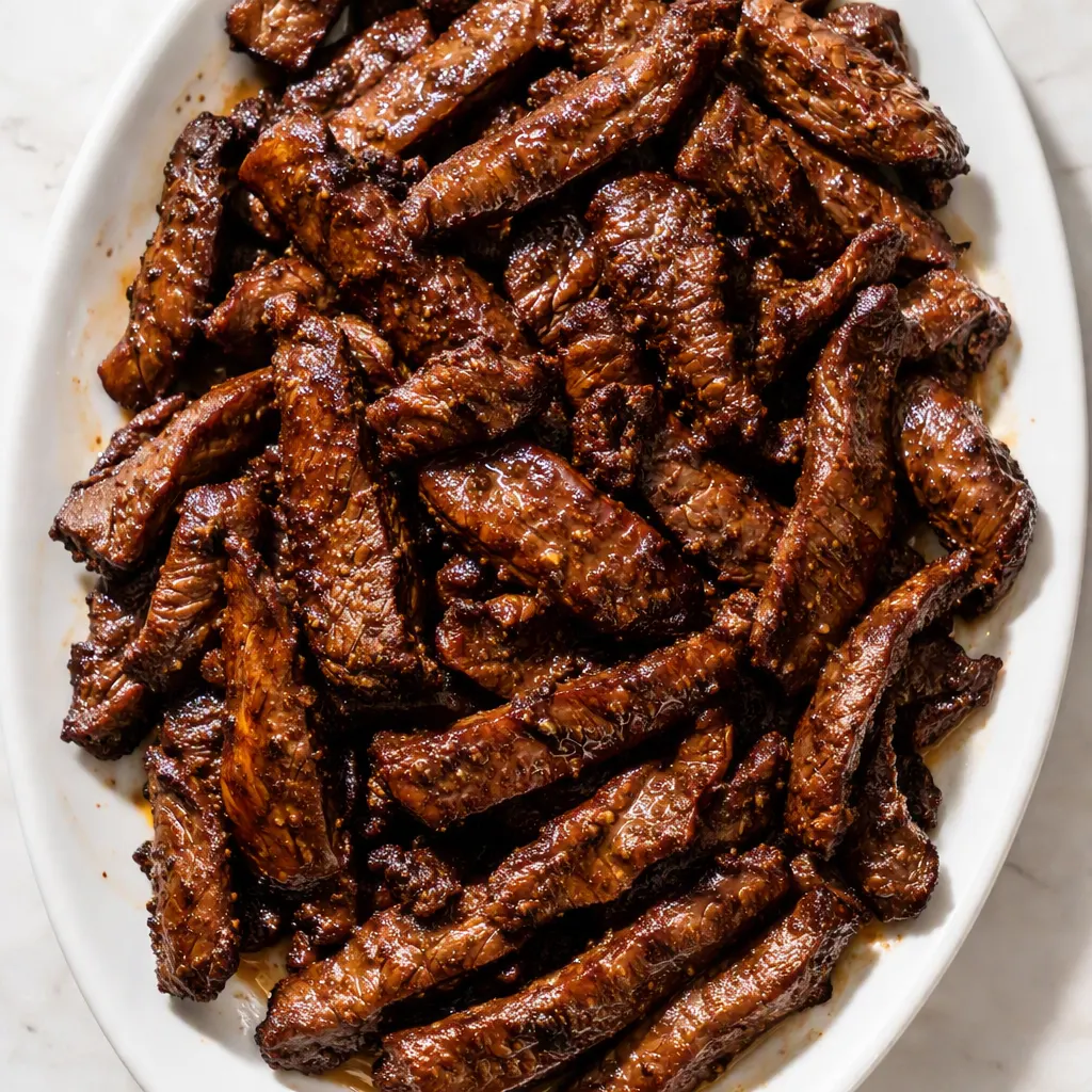 Velveted beef strips for tender beef stir fry, glossy with cornstarch and soy marinade