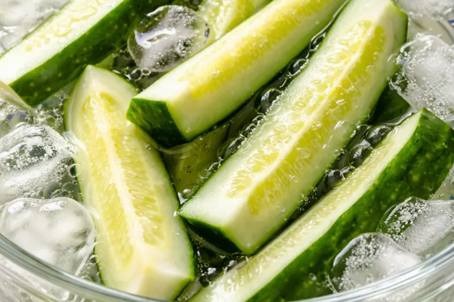 Crunchy refrigerator pickles with fresh dill and garlic in a glass jar, bright green and crisp.