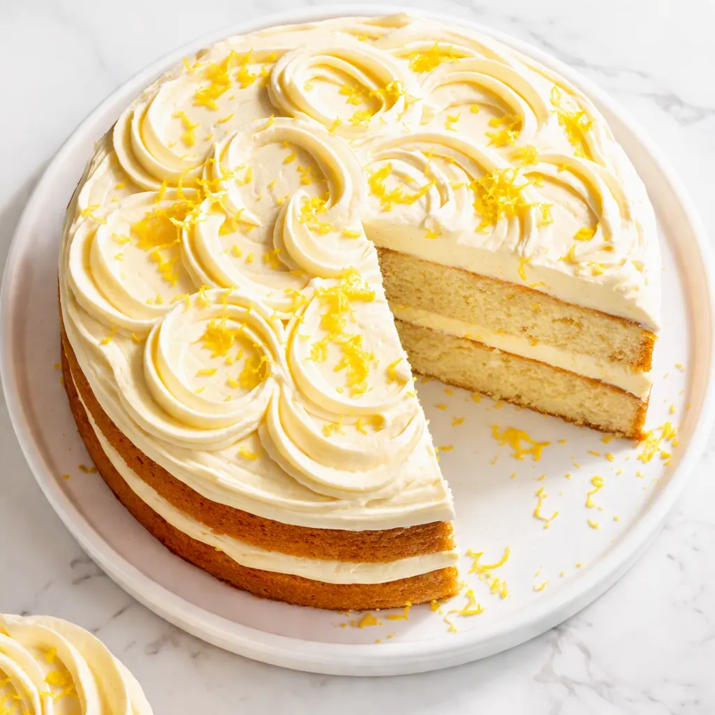 Slicing into a lemon velvet cake with lemon cream cheese frosting, revealing tender buttermilk layers.