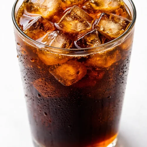 Pumpkin spice cold brew in a tall glass with cream swirl, cinnamon sprinkle, and ice cubes, rich amber color.