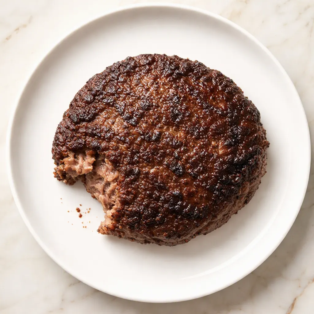 Juicy Salisbury steak patties simmering in rich mushroom gravy with sliced cremini mushrooms and glossy brown sauce.
