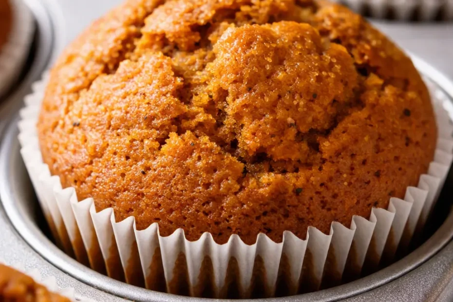 Two Starbucks pumpkin cream cheese muffins with golden-brown sugar tops and rich, creamy cheesecake swirl centers.